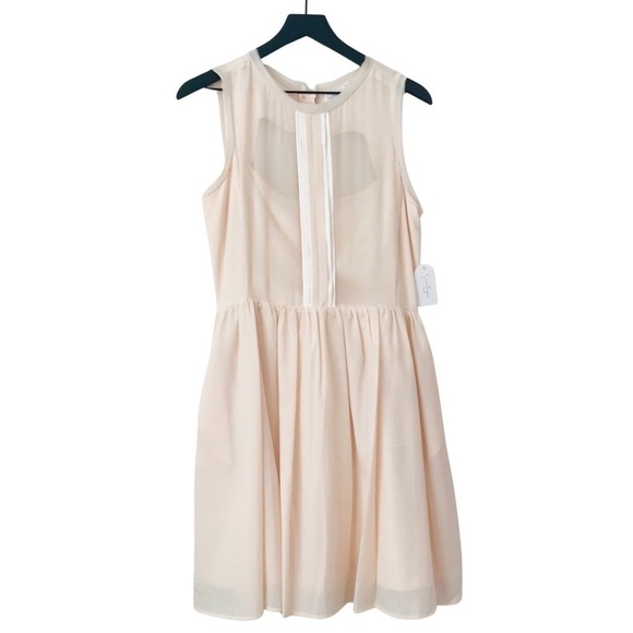 New! Jessica Simpson Fit & Flare Chiffon Tulle Blush Pink Party Cocktail Dress - Picture 1 of 12